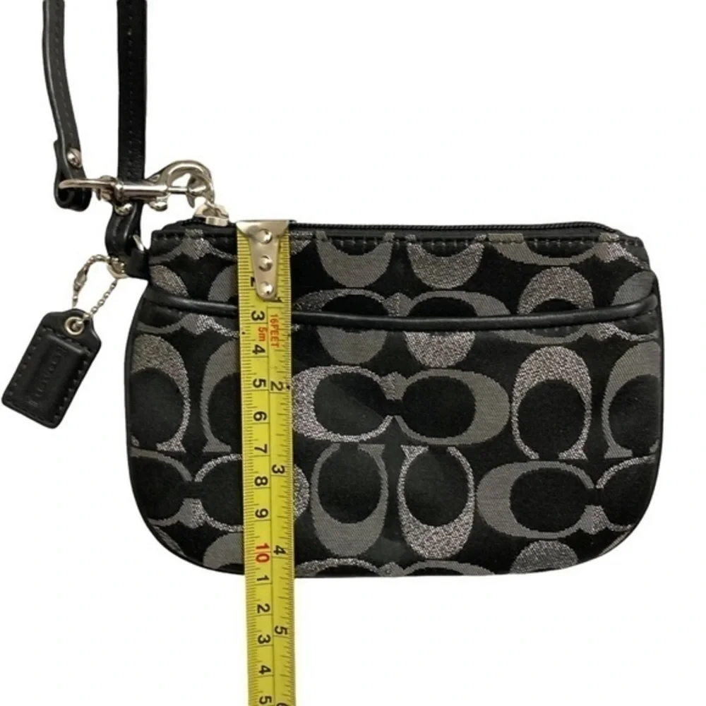 Coach black gray silver signature c wristlet bag